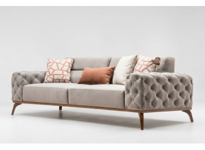 Couch Polstersofa Dreisitzer Sofa 3 Sitzer Stoffsofa Grau Moderne