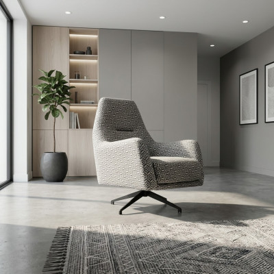 Sessel Wohnzimmer Ohrensessel Stoffsessel Grau Polster Einsitzer Sitz