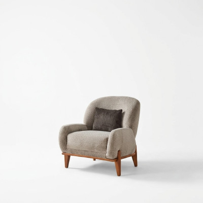 Sessel Ohrensessel Stoffsessel Grau Polster Sitz Wohnzimmer Einsitzer