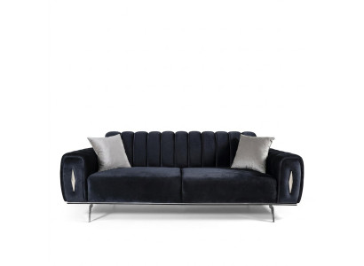 Design Dreisitzer Schwarz Sofa 3 Sitzer Stoffsofa Polstersofa Couch