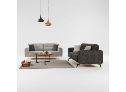 Moderne Graue Couchgarnitur 2x Dreisitzer Luxuriöse Polster Sofas 2tlg