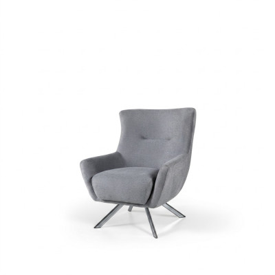 Stoffsessel Wohnzimmer Einsitzer Sessel Ohrensessel Grau Polster Sitz