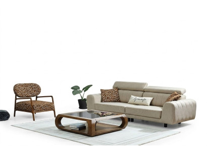 Sofagarnitur Stoffsofa Polstersofa Dreisitzer Sessel Beige Sofa 2tlg