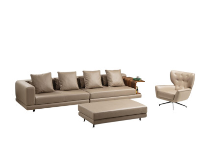 Sofagarnitur Polstersofa Viersitzer Sessel Beige Sofa 2tlg Kunstleder