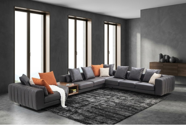 Große Wohnlandschaft Sofa Ecksofa U form Polstersofa Grau Stoffsofa