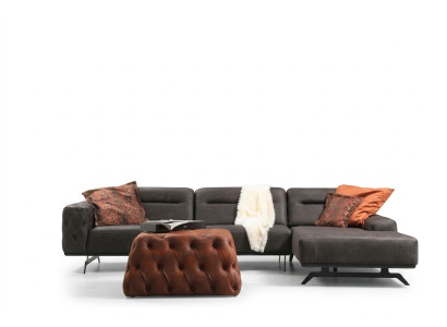 Couch Ecksofa L form Grau Sofa Polstersofa Ottomane Stoffsofa Stoff