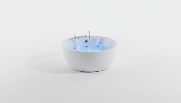 Rund Badewanne Whirlpool Wanne Relax Wannen Spa Weiß 150cm Sprudel Massagedüsen