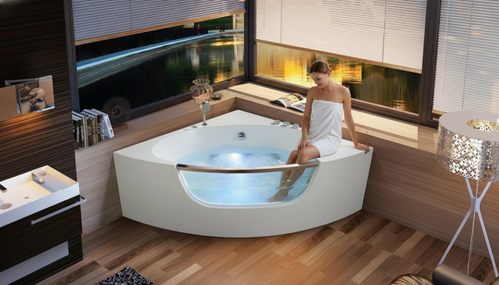 Eckwanne Eckbadewanne Whirlpool Relax Wanne Spa Indoor Badewanne