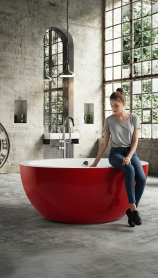 Freistehende Badewanne Wanne Standbadewanne Runder Rot Modern Bad