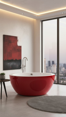 Freistehende Badewanne Wanne Standbadewanne Runder Rot Modern Bad