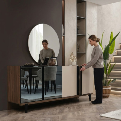 Anrichte Sideboard Holzschrank Kommode Schrank Braun Holz Esszimmer