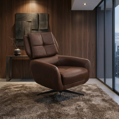 Wohnzimmer Sessel Ohrensessel Stoffsessel Stoff Braun Sitzer Einsitzer