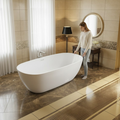 Standbadewanne Badezimmer Acryl Badewanne Wanne Freistehende Weiß
