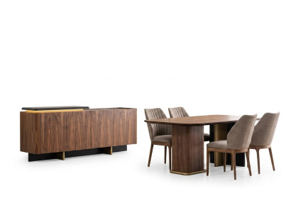 Esszimmer Garnitur Essgruppe Esstisch Stühle Holz 8tlg Braun Anrichte