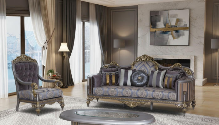Sofa Chesterfield Set Lila Couchtisch Designer Gruppe 3tlg. Wohnzimmer