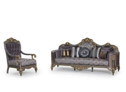 Sofa Chesterfield Set Lila Couchtisch Designer Gruppe 3tlg. Wohnzimmer