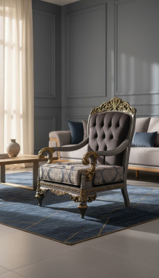 Eleganter klassischer Sessel mit dekorativen Mustern im Chesterfield-Design