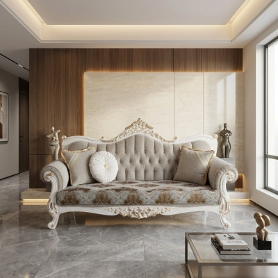 Klassisches Sofa mit Chesterfield-Design für den Wohnbereich Grauer Wohnbereich