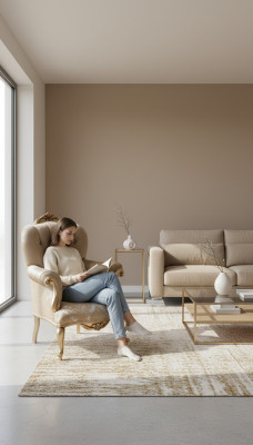 Klassischer Sessel mit beigem Dekor und Chesterfield-Design für das Wohnzimmer