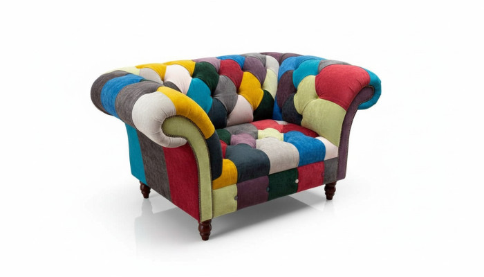 Sessel Design Chesterfield Lounge Mehrfarbig Sofa Einsitzer 130cm Neu