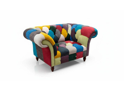 Sessel Design Chesterfield Lounge Mehrfarbig Sofa Einsitzer 130cm Neu