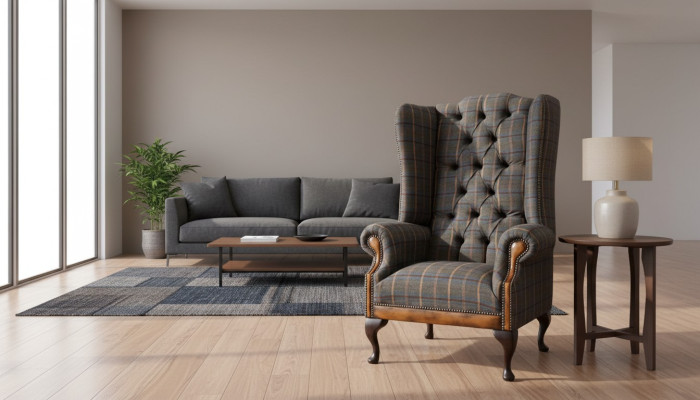 Chesterfield Sessel Couch Polster 1 Sitzer Textil Ohrensessel Polster