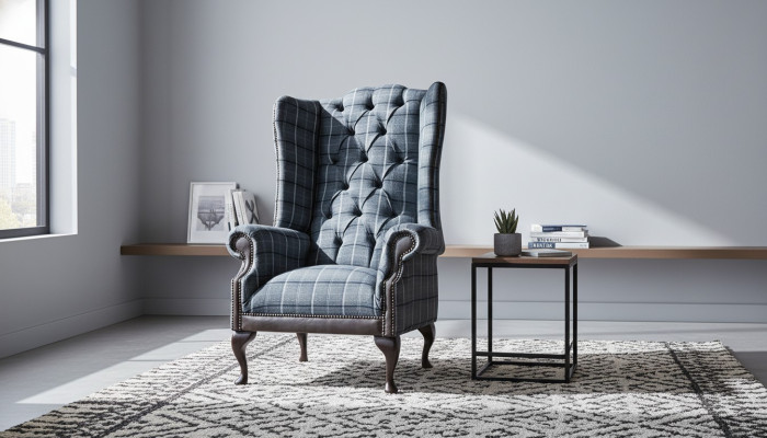 Ohrensessel Chesterfield Sessel Couch 1 Sitzer Sofa Textil Couchen Stoff