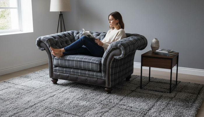 Chesterfield Sessel Couch 1 Sitzer Sofa Textil Stoff Couchen Polster Neu