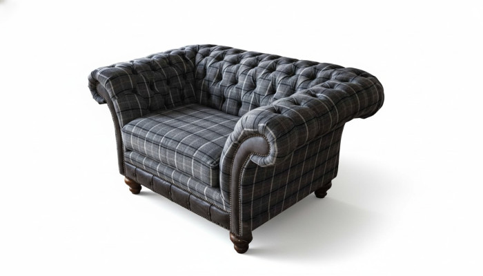 Chesterfield Sessel Couch 1 Sitzer Sofa Textil Stoff Couchen Polster Neu