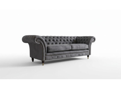 Design Polster Sofa 3 Sitzer Couch Luxus Klassische Textil Chesterfield