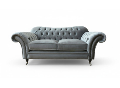 Chesterfield Sofa 2 Sitzer Polster Designer Couchen Sofas Grau Neu