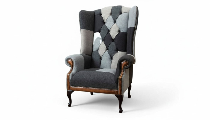 Chesterfield Ohrensessel Sessel 1 Sitzer Sofa Couch Polster Textil Neu