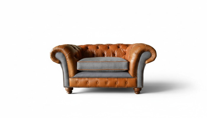Chesterfield Sessel Design Polster Sofa Couch Sofas 1 Sitzer Textil Neu