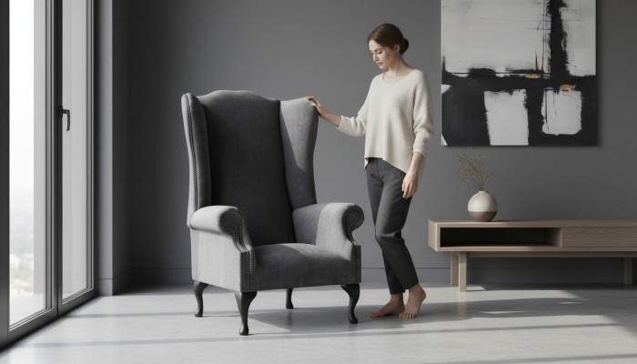 Ohrensessel Sessel Design Polster Sofa Couch Chesterfield Textil Möbel