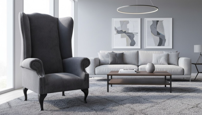 Ohrensessel Sessel Design Polster Sofa Couch Chesterfield Textil Möbel