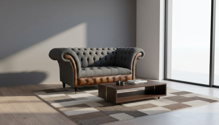 Design Chesterfield Stoff Couch Sessel 1.5 Sitzer Polster Sofas Lounge