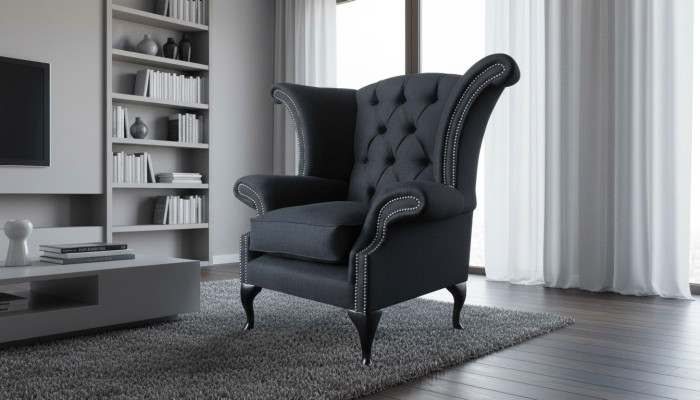 Chesterfield Textil Polster Sofa Design Couch Sessel 1 Sitz Ohrensessel