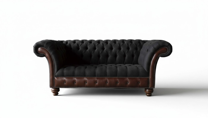 Sofa 2 Sitzer Couch Polster Sofa Stoff Chesterfield Couchen Grau Neu