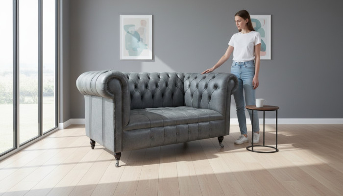 Chesterfield Sofa Couch Polster Sofas Klassischer 2 Sitzer Sitz Leder