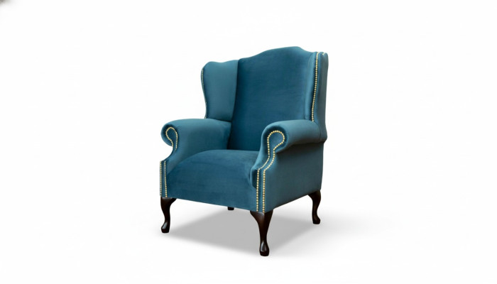 Ohrensessel Einsitzer Chesterfield Couch Blau Sofa Polster Möbel Neu