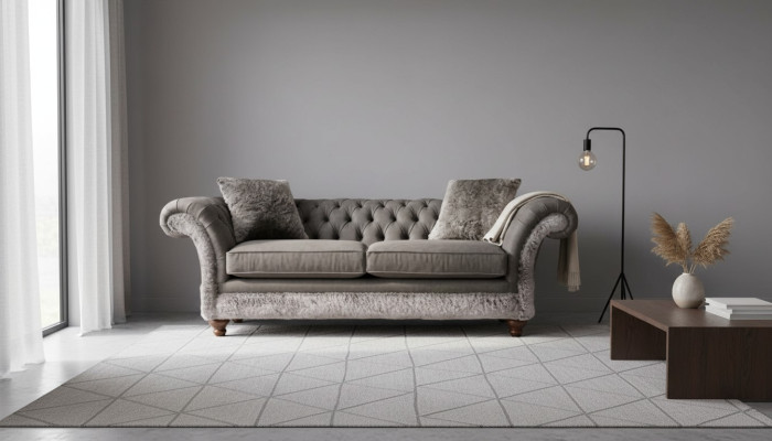 Chesterfield Sofa 3 Sitzer Polster Couch Klassische Stoff Couchen Textil