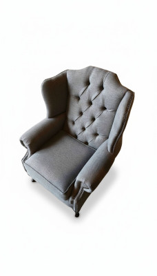 Sessel Ohrensessel Stoff Grau Wohnzimmer Polyester 1 Sitzer Modern Neu