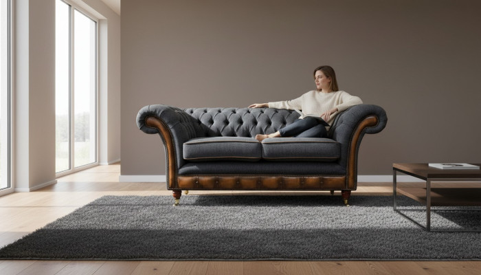 Sofa 2 Sitzer Design Sofas Polster Couchen Textil Chesterfield Zweisitzer