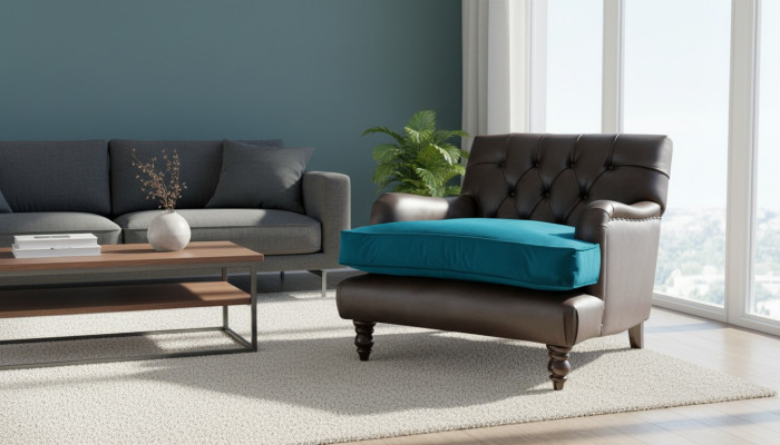 Chesterfield Sessel Couch 1 Sitzer Couchen Polster Sofa Leder Grau