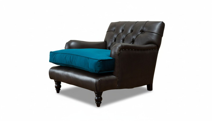 Chesterfield Sessel Couch 1 Sitzer Couchen Polster Sofa Leder Grau