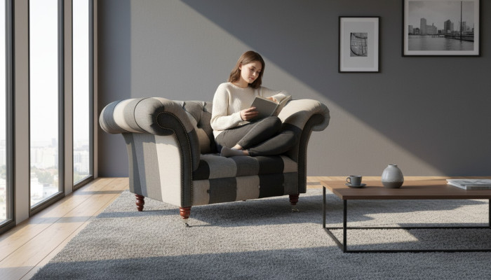 Sofa 1 Sitzer Textil Lounge Luxus Polster Sitzer Neu Sessel Design Couch