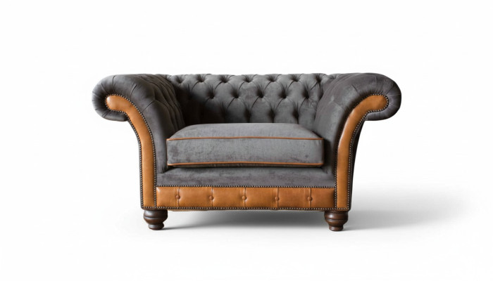 Chesterfield Design Sessel Couch Polster Textil Couchen Ohrensessel