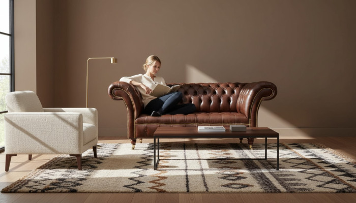 Nový čalúnený Chesterfield dvojmiestny gauč