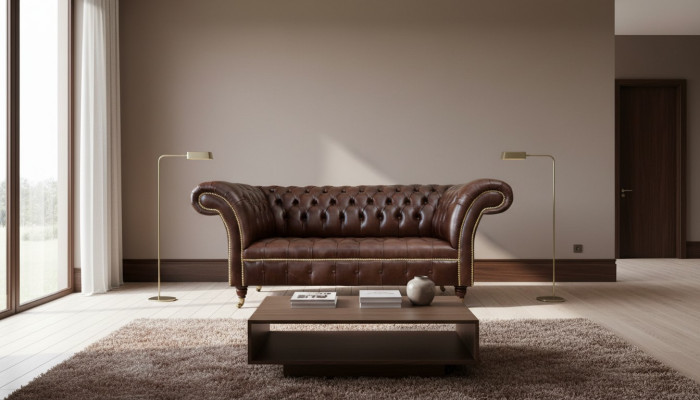 Nový čalúnený Chesterfield dvojmiestny gauč