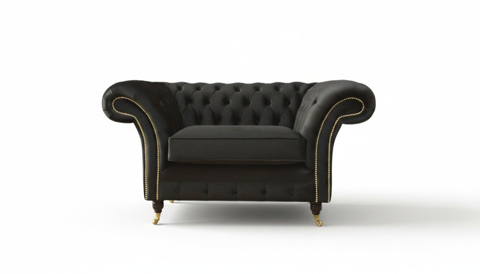 Chesterfield Sessel Lounge Schwarz Sofa Couch Polster Modern Textil Neu